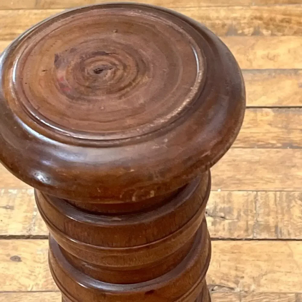 Solid Wood Candle Holder 11.5 in Stacked Ring Design Mid-Century-Modern